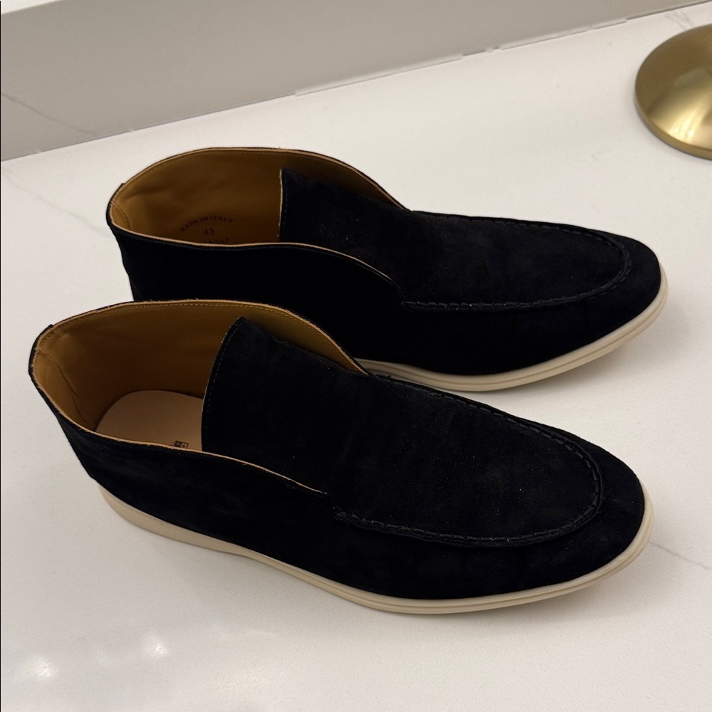 Loro Piana Black Suede Slip-On Loafers